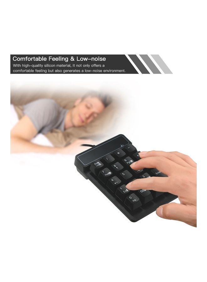 19 Keys Low Noise Mini Numeric Keypad Black