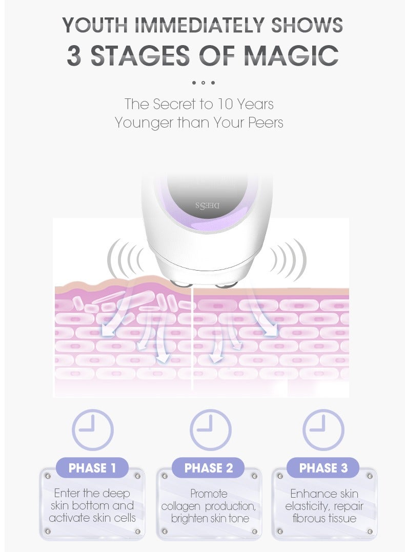 ديس جهاز تجميل للعناية بالبشرة من Rf Ems يعمل بتردد الراديو ومضاد للشيخوخة أداة شد الوجه مكركرنت باللون الأرجواني - Image 4