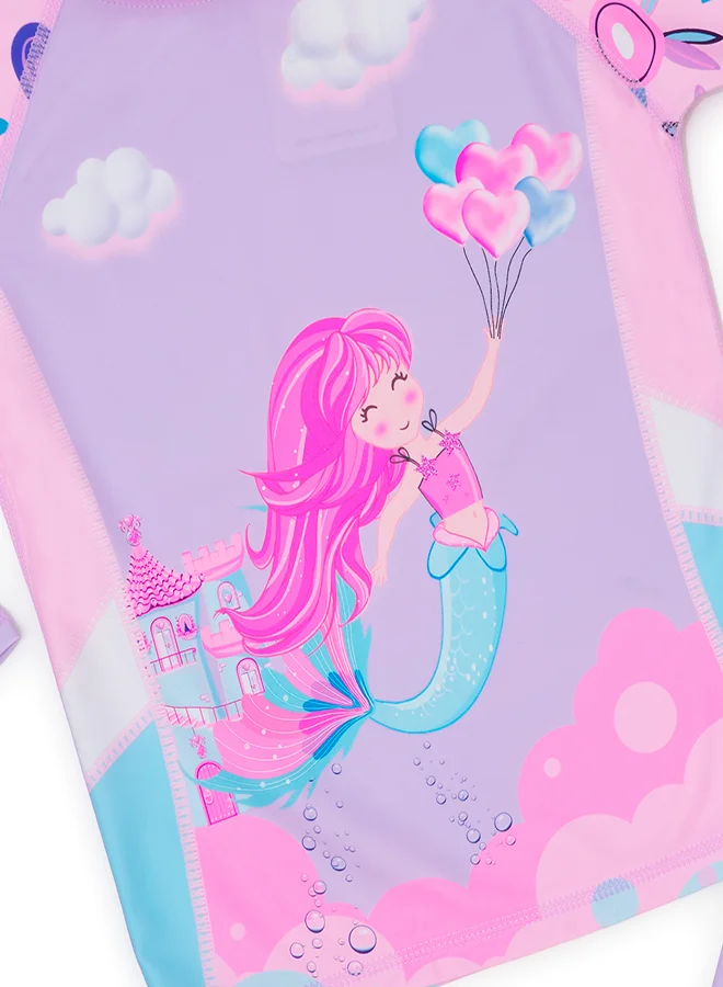 babyqlo Mermaid and Balloons Girls' Swimwear 2 Piece Set