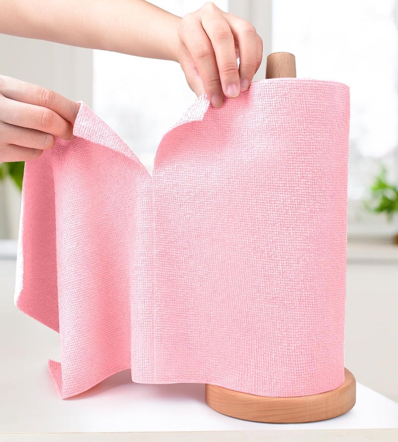 SGMVK Microfiber Cleaning Cloth Roll 25x25CM – Reusable Tear-Away Towels Washable 2000 Times, Super Absorbent Lint Free Cleaning Rags for Kitchen, Car, Garage and Home (1, Pink) - Image 1