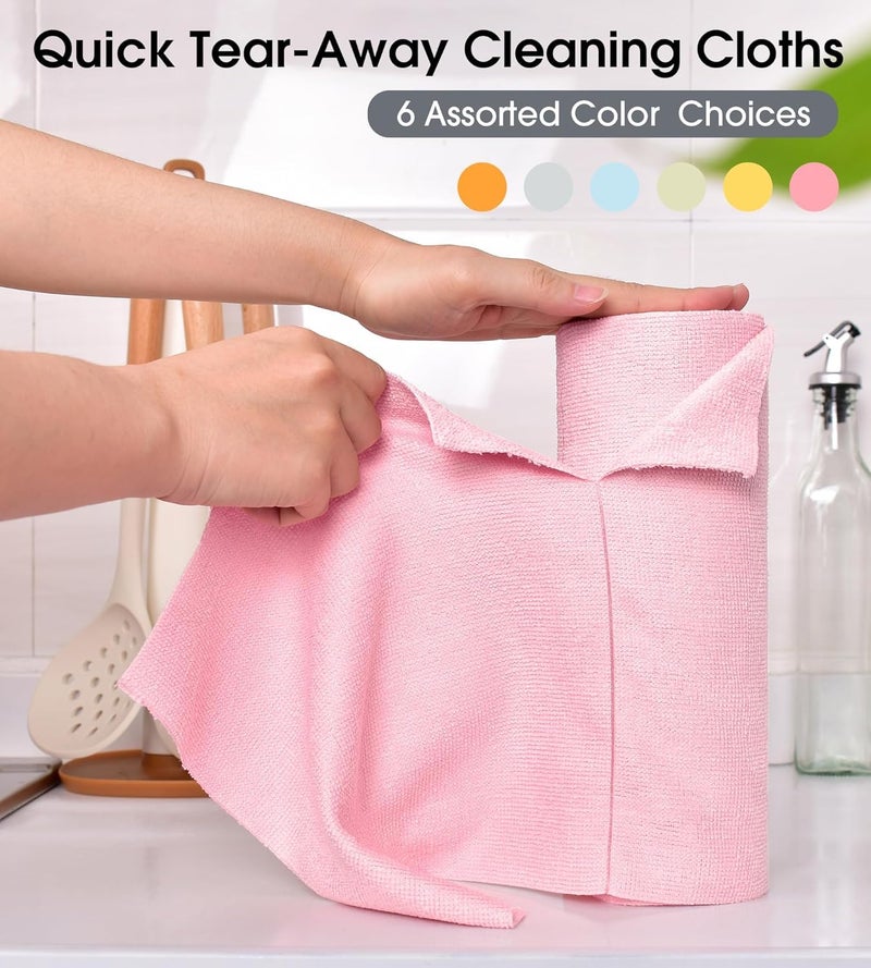 SGMVK Microfiber Cleaning Cloth Roll 25x25CM – Reusable Tear-Away Towels Washable 2000 Times, Super Absorbent Lint Free Cleaning Rags for Kitchen, Car, Garage and Home (1, Pink) - Image 2