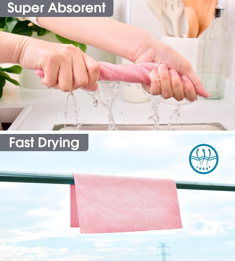 SGMVK Microfiber Cleaning Cloth Roll 25x25CM – Reusable Tear-Away Towels Washable 2000 Times, Super Absorbent Lint Free Cleaning Rags for Kitchen, Car, Garage and Home (1, Pink) - Image 4