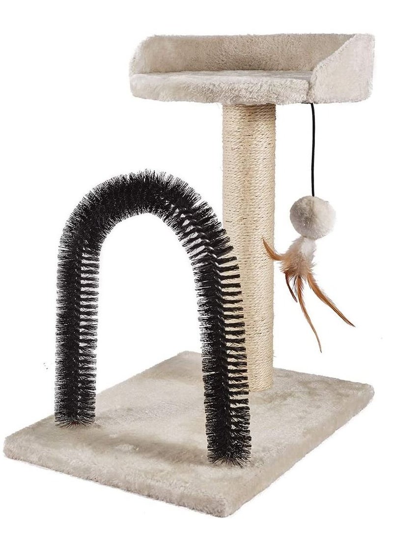 Altheqa Cat Scratching Post with Cat Tower Tree and Cats Arch Self Groomer Massager Brush Kitty Ball Toys for Kittens and Small Cats - Image 1