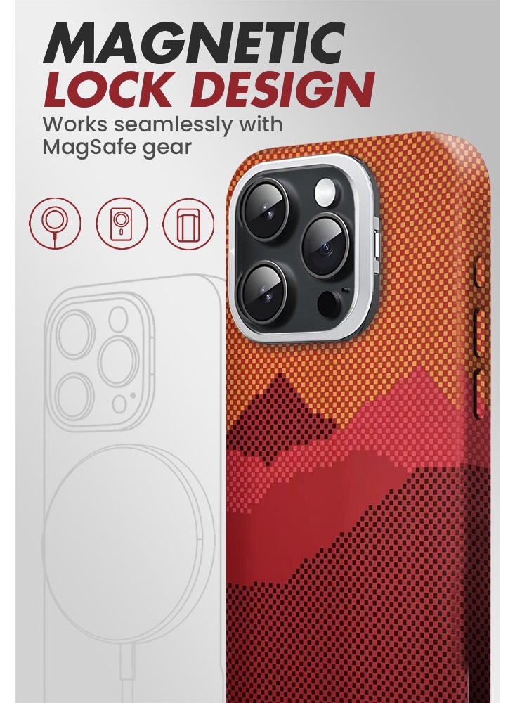 ريتي غطاء هاتف لايفون 16 برو, فاخر بنقشة كيفلار وحامل مدمج خلف الكاميرا ودعم الشحن اللاسلكي MagSafe – تصميم متين وحماية متكاملة - Image 2