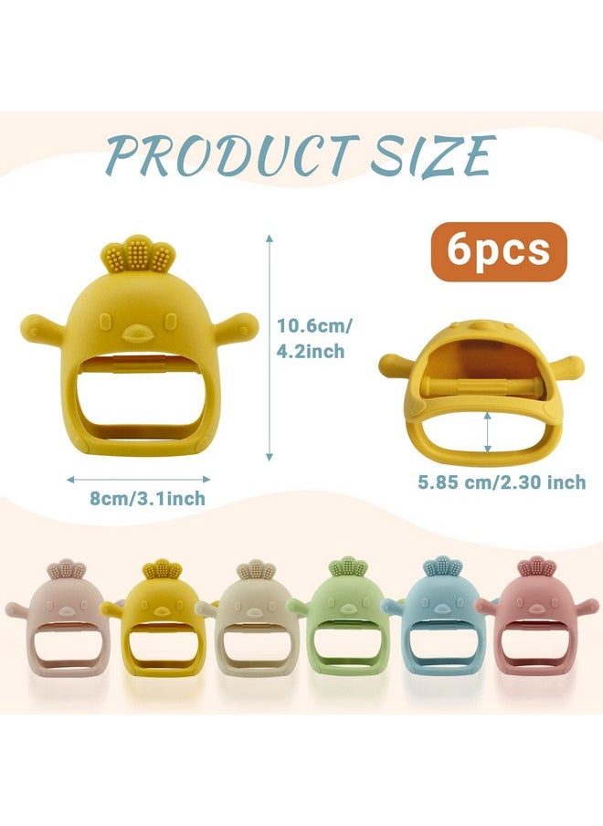 Patscorai - 6 Pcs Baby Teething Toys Silicone Teethers For Babies 0-6 Months No Drop Chew Toys Baby Hand Teethers For Soothing Pain Cute Safe Designs - Image 1