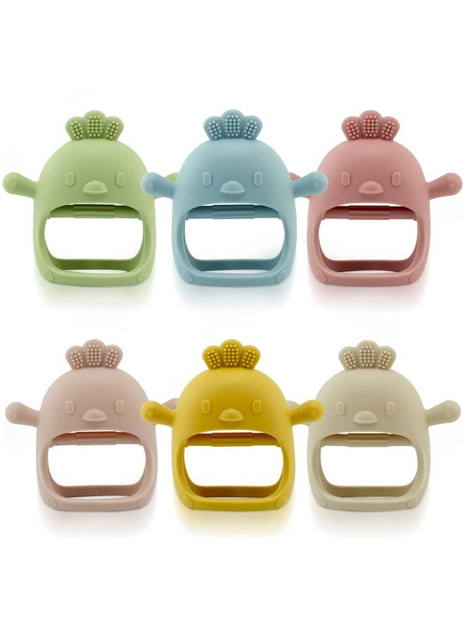 Patscorai - 6 Pcs Baby Teething Toys Silicone Teethers For Babies 0-6 Months No Drop Chew Toys Baby Hand Teethers For Soothing Pain Cute Safe Designs - Image 1