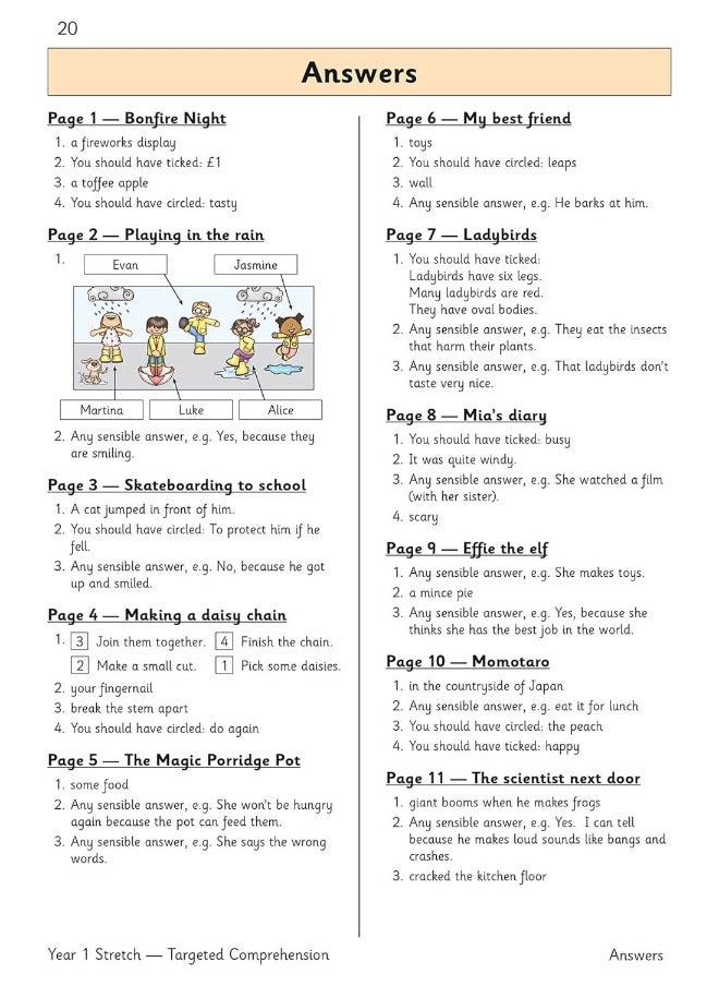null - KS1 English Year 1 Stretch Reading Comprehension Targeted Question Book (with Answers) - Image 1