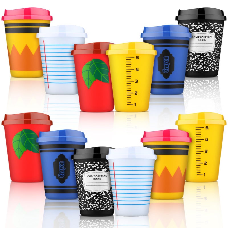 Skylety 12 Pcs End of Year Teacher Gifts Teacher Cups Gifts in Bulk 12oz Appreciation Tumblers Reusable Plastic Coffee Cups with Lids Classic - Image 2