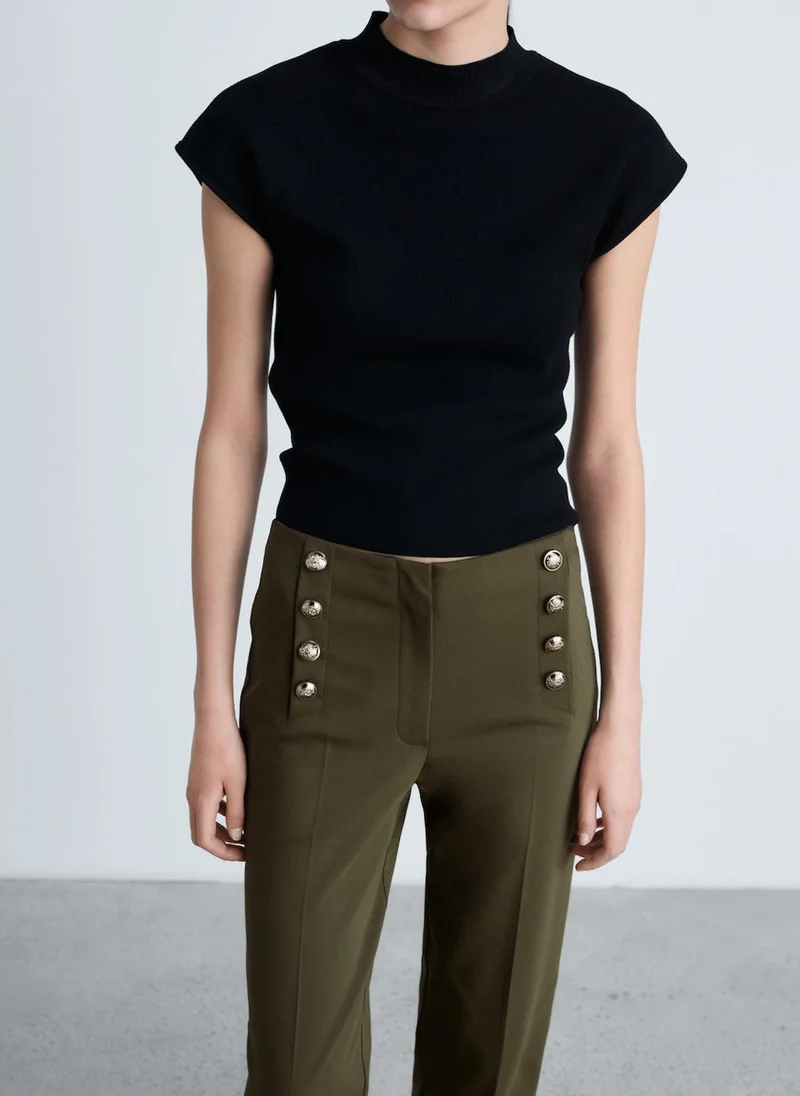 MANGO Jewel Buttons Straight Fit Pants