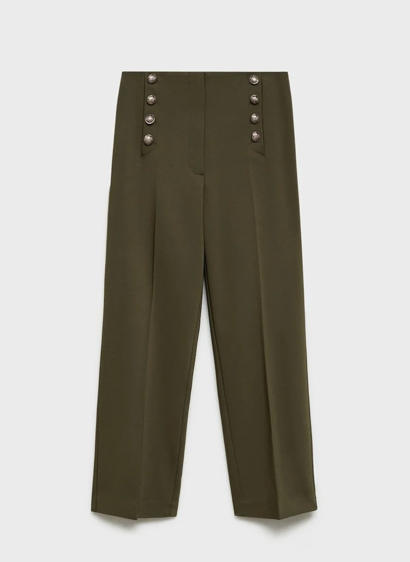 MANGO Jewel Buttons Straight Fit Pants