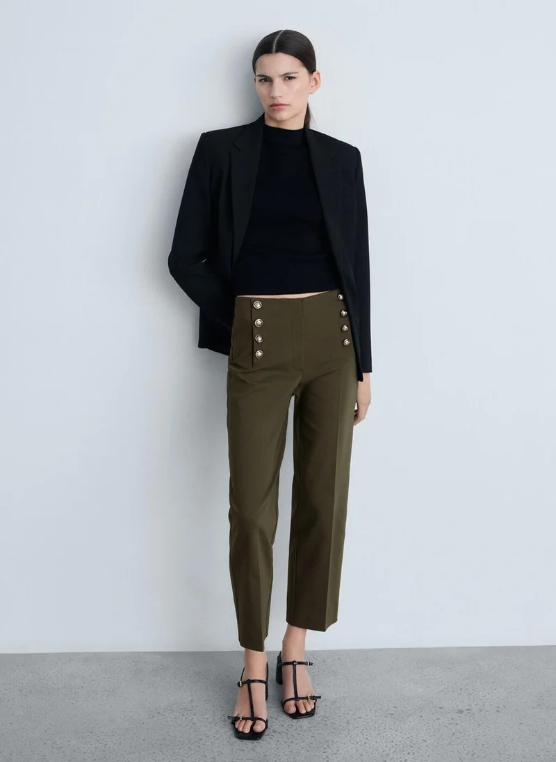MANGO Jewel Buttons Straight Fit Pants