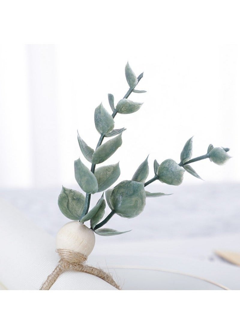 JOGAMS 6 Pack Napkin Rings, Eucalyptus Napkin Rings Wooden Napkin Rings Green Leaf Napkin Rings for Wedding Table Decor Birthday Party - Image 3