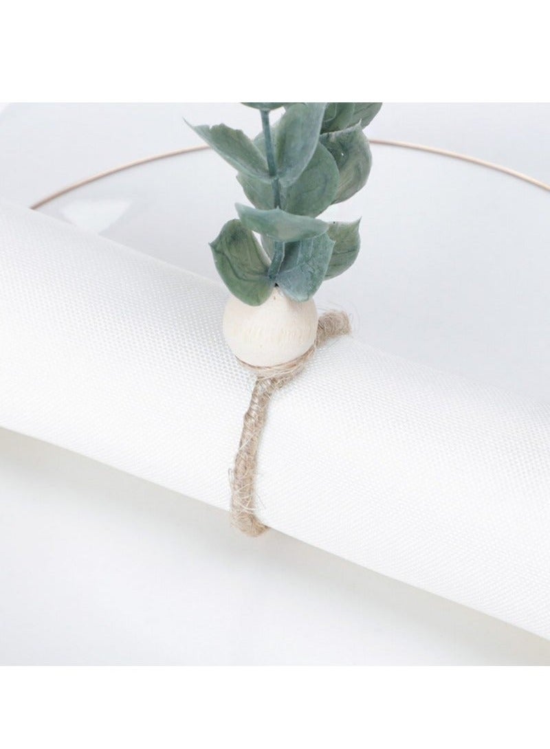 JOGAMS 6 Pack Napkin Rings, Eucalyptus Napkin Rings Wooden Napkin Rings Green Leaf Napkin Rings for Wedding Table Decor Birthday Party - Image 4
