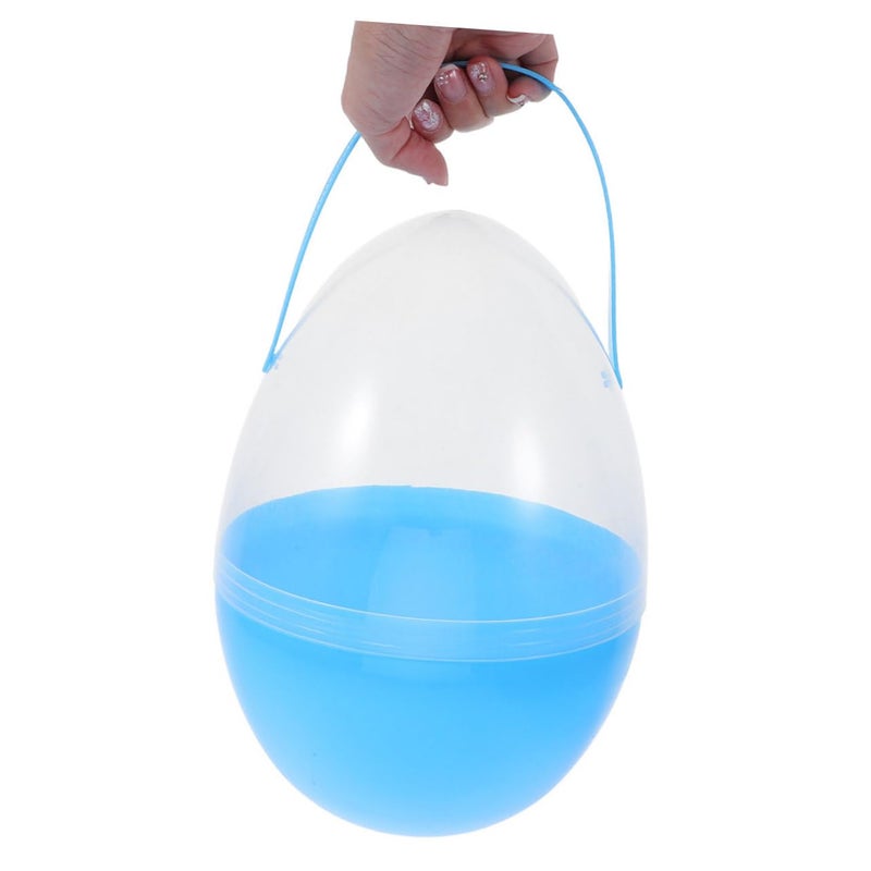 2 Pack Blue Plastic Fillable Easter Eggs with Handle for Party Favors and Treats - Image 5