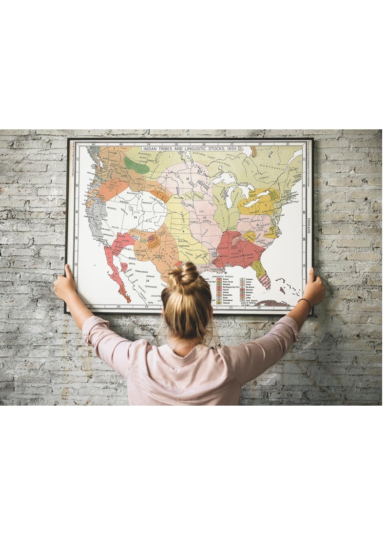 ArtCantHurtU 1650 US Native American Tribes Map Indian Languages  Linguistic Stocks Poster Historical Poster Unframed  Social Studies Classroom Decorations 23x31 