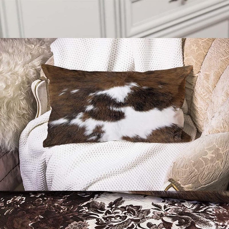 TOMWISH Pack of 2 Hidden Zippered Pillowcase Cowhide Accent Printing 12X20Inch Soft Decorative Cushion Cover for Sofa Bedroom Decorative Throw Custom Cotton Pillow Case Cushion Cover - Image 5