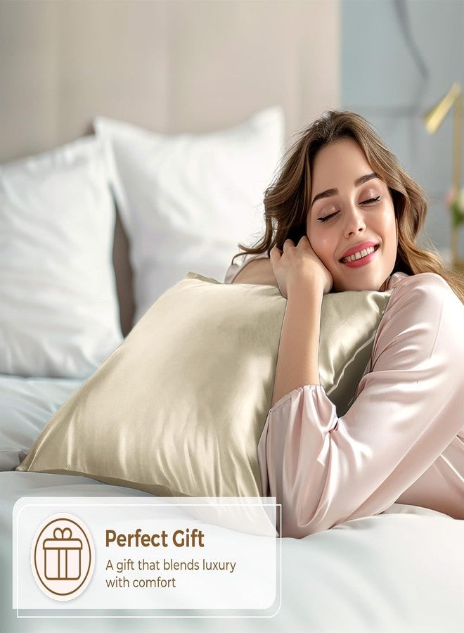 Craftelio® Satin Silk Pillow Covers Set of 2 – Premium 600 TC Pillowcases for Hair & Skin, Soft & Cooling for Sleeping, Standard Size (Ivory) - Image 2