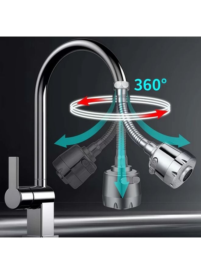 2 Modes 360 Rotating Silvery Kitchen Faucet Sprayer Extender Water Saving Plastic - Image 3