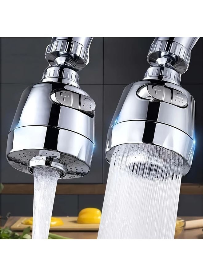 2 Modes 360 Rotating Silvery Kitchen Faucet Sprayer Extender Water Saving Plastic - Image 2