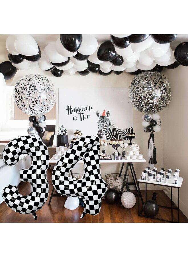 40 Inch Checkered Number Balloon, Black and White Race Car Foil Balloon with Self-Sealing Valve, Helium Optional Large Number Balloon for Birthday, Racing Theme Party Decorations (7) - Image 5