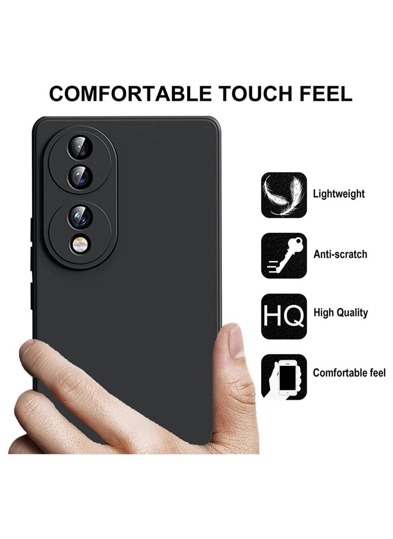 Raxoom Honor 70 Case Soft Flexible Silicone Slim Fit TPU Back Cover Matt Black Protective Rubber Case with Camera Protection - Image 2