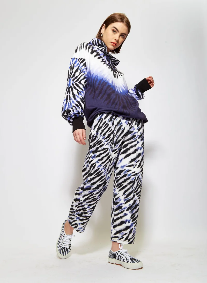 House Of Holland  Purple&White Tie Dye Zebra Print Hoodie for Women | Best Price UAE