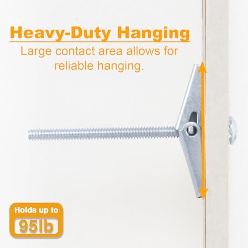KURUI 3/16 Heavy Duty Drywall Anchors, 25 Pcs Metal Toggle Bolts with Bolts, Dry Wall Anchors and Screws Kit, Butterfly Anchors for Ceiling, Sheetrock, Hollow Wall - Image 5