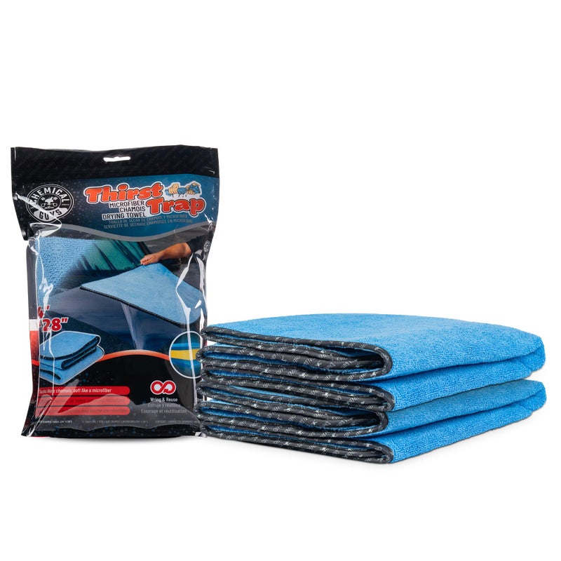 Chemical Guys Thirst Trap Microfiber Chamois Towel Blue 24 x 28 2 Pk - Image 2