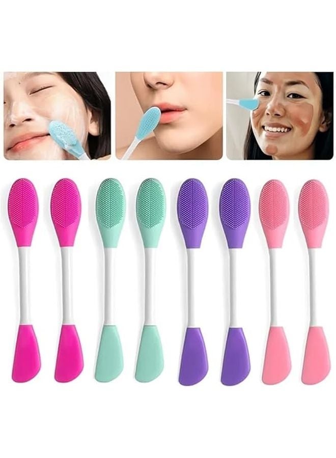 Reusable Double Ended Silicone Face Mask Brush Applicator Massage Spatula Rose Color - Image 3