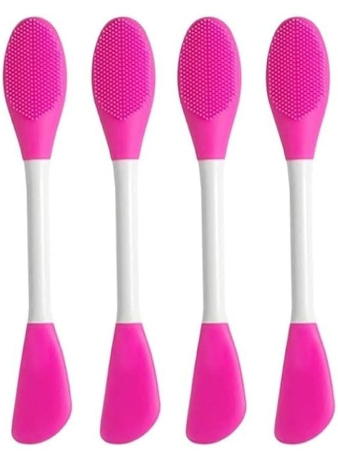 Reusable Double Ended Silicone Face Mask Brush Applicator Massage Spatula Rose Color - Image 1