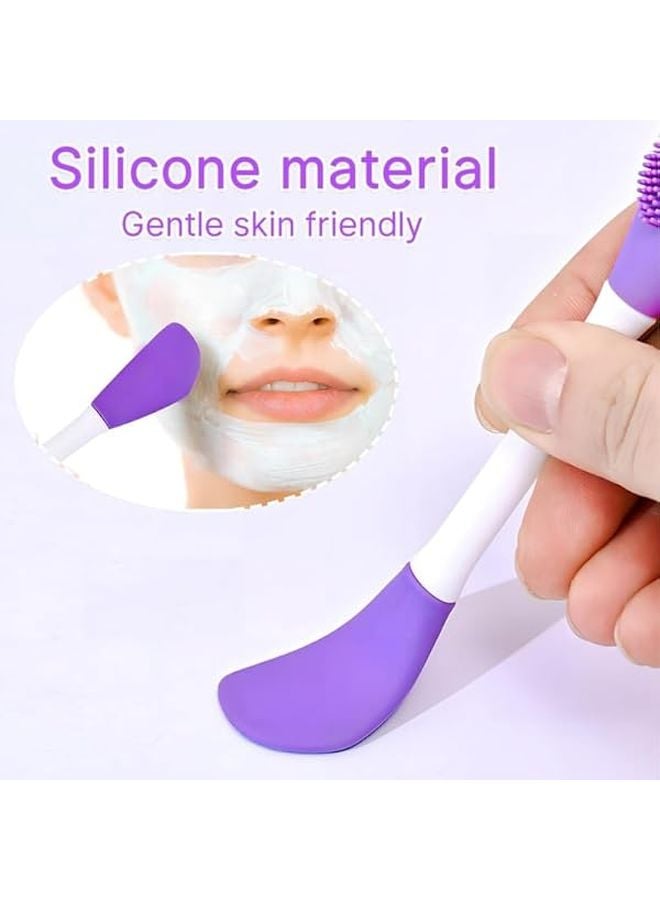 Reusable Double Ended Silicone Face Mask Brush Applicator Massage Spatula Rose Color - Image 4