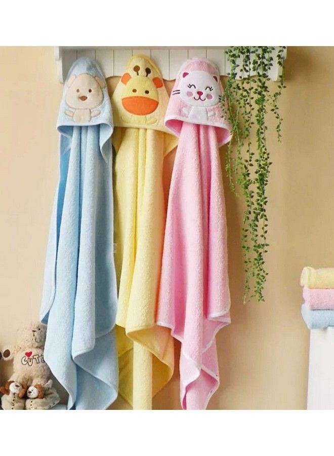 Brandonn Fashions Quick Dry Extra Large Double Ply Hooded Shower Towels For Babies (Pack Of 3 Pink Mangoblue 73.66 Cm X 66.20 Cm) - Image 3