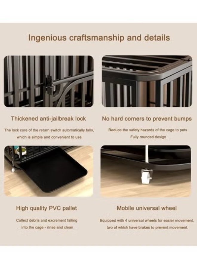 سي آند سي هوم قفص كلاب منزلي شديد التحمل مع عجلات - قفص كلاب وبيت كلاب من أنبوب مربع مجلفن بالكامل للاستخدام الداخلي والخارجي، بيت حيوانات أليفة قابل للقفل مع صينية قابلة للإزالة، إطار معدني قوي، تصميم جيد التهوية للكلاب الصغيرة والمتوسطة والكبيرة 110 × 72 × 93 سم. - Image 5