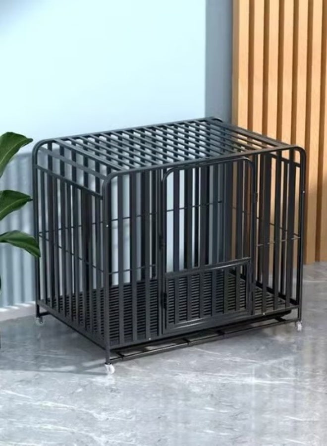سي آند سي هوم قفص كلاب منزلي شديد التحمل مع عجلات - قفص كلاب وبيت كلاب من أنبوب مربع مجلفن بالكامل للاستخدام الداخلي والخارجي، بيت حيوانات أليفة قابل للقفل مع صينية قابلة للإزالة، إطار معدني قوي، تصميم جيد التهوية للكلاب الصغيرة والمتوسطة والكبيرة 110 × 72 × 93 سم. - Image 1