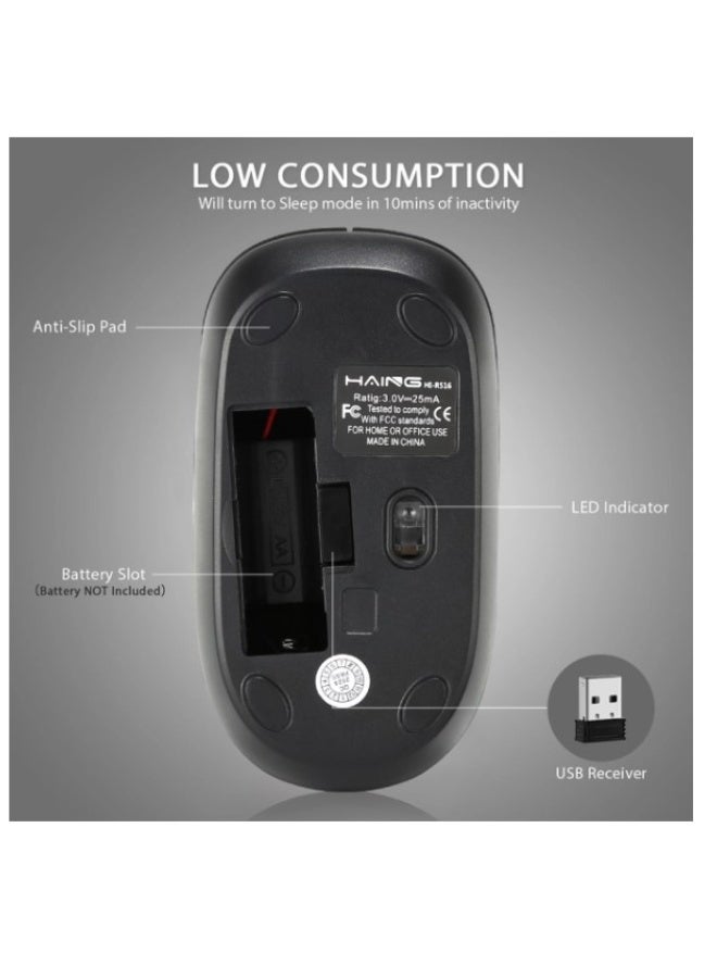 Haing فأرة بصرية لاسلكية 2.4G - Image 3