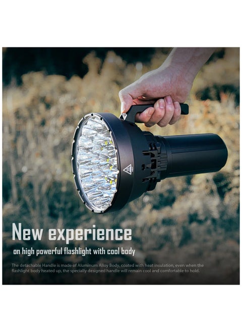 SR 32 Worlds Brightest Flashlight 120,000 Lumens, Rechargeable Flashlights High Lumens,Cree XHP70.2 LEDs Powerful Flashlight with OLED Display,8 Modes,Handle, PD 100W Type-C Fast Charging camping