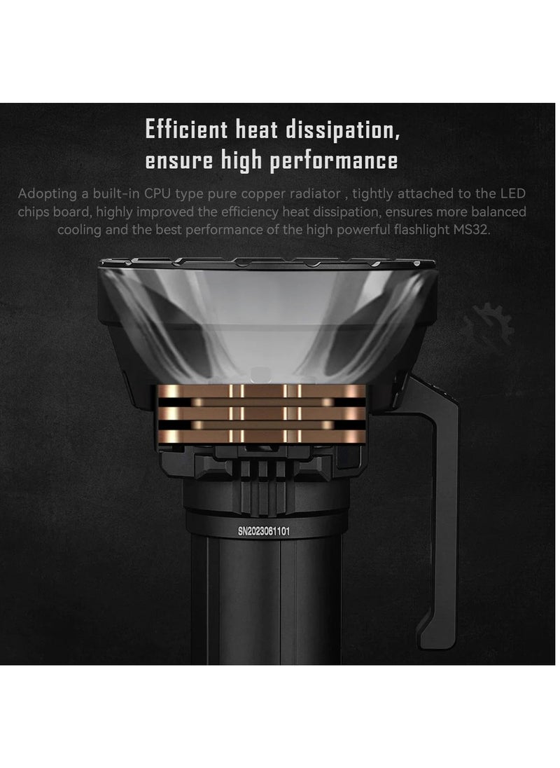 Generic - SR 32 Worlds Brightest Flashlight 120,000 Lumens, Rechargeable Flashlights High Lumens,Cree XHP70.2 LEDs Powerful Flashlight with OLED Display,8 Modes,Handle, PD 100W Type-C Fast Charging camping - Image 1