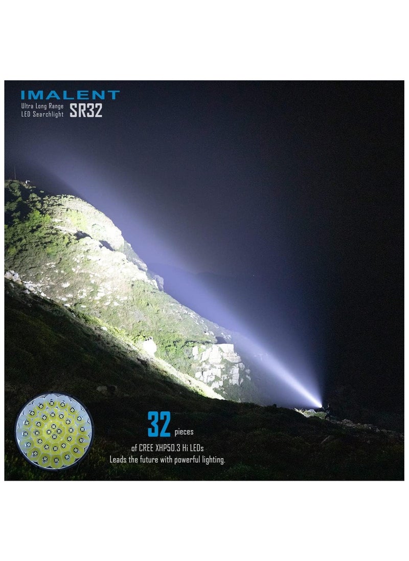 Generic - SR 32 Worlds Brightest Flashlight 120,000 Lumens, Rechargeable Flashlights High Lumens,Cree XHP70.2 LEDs Powerful Flashlight with OLED Display,8 Modes,Handle, PD 100W Type-C Fast Charging camping - Image 1