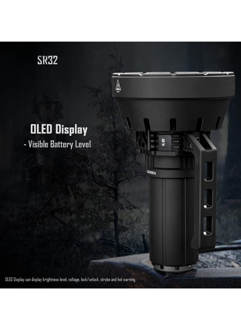 Generic - SR 32 Worlds Brightest Flashlight 120,000 Lumens, Rechargeable Flashlights High Lumens,Cree XHP70.2 LEDs Powerful Flashlight with OLED Display,8 Modes,Handle, PD 100W Type-C Fast Charging camping - Image 1