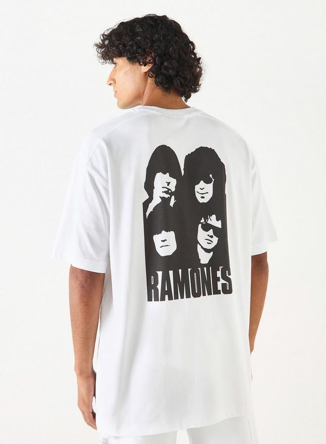 SP Characters Ramones Print Crew Neck T-shirt with Short Sleeves and Chest Pocket - Image 3