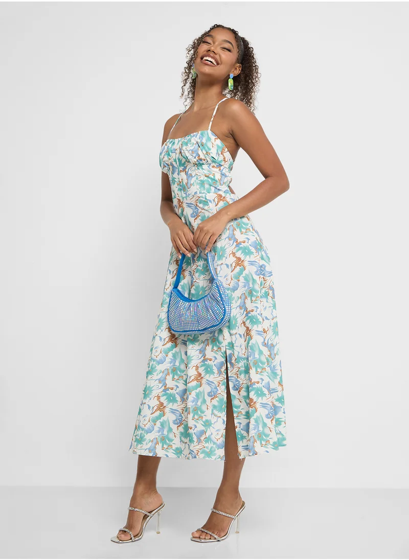 جينجر Strappy Corset Style Floral Tiered Sundress