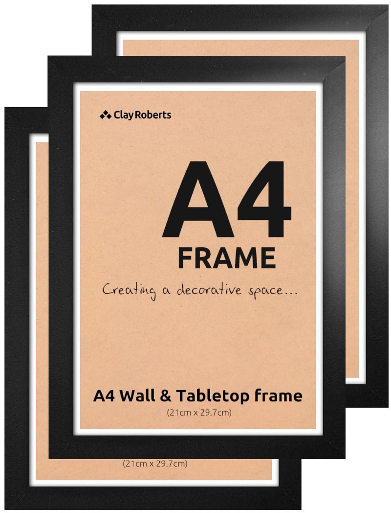 A4 Photo Frame Black Pack of 3 Picture Frame Certificate Art Print Poster 21cm x 297cm Black Frames A4 Photo Collage Gallery Display