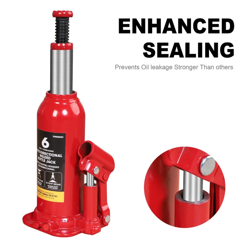 BIG RED T90603C Torin Welded Car Bottle Jack with Vertical and Horizontal Usage: Capacity 6 Ton (12,000 LBs), Red - Image 4