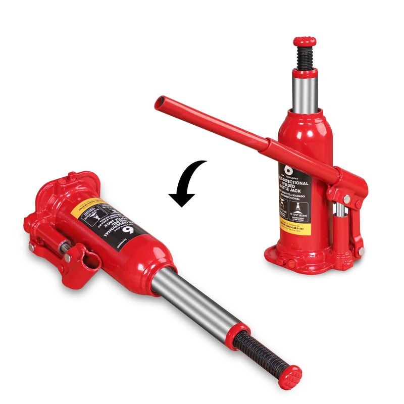 BIG RED T90603C Torin Welded Car Bottle Jack with Vertical and Horizontal Usage: Capacity 6 Ton (12,000 LBs), Red - Image 1