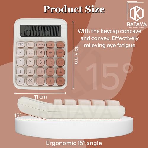 RATAVA Colorful Candy Basic Calculator | 12-Digit Large LCD Display with Sugar Cube Buttons | Cute & Functional for Office, School, Home & Business | Color - Pink | (1 Pc) - Image 2