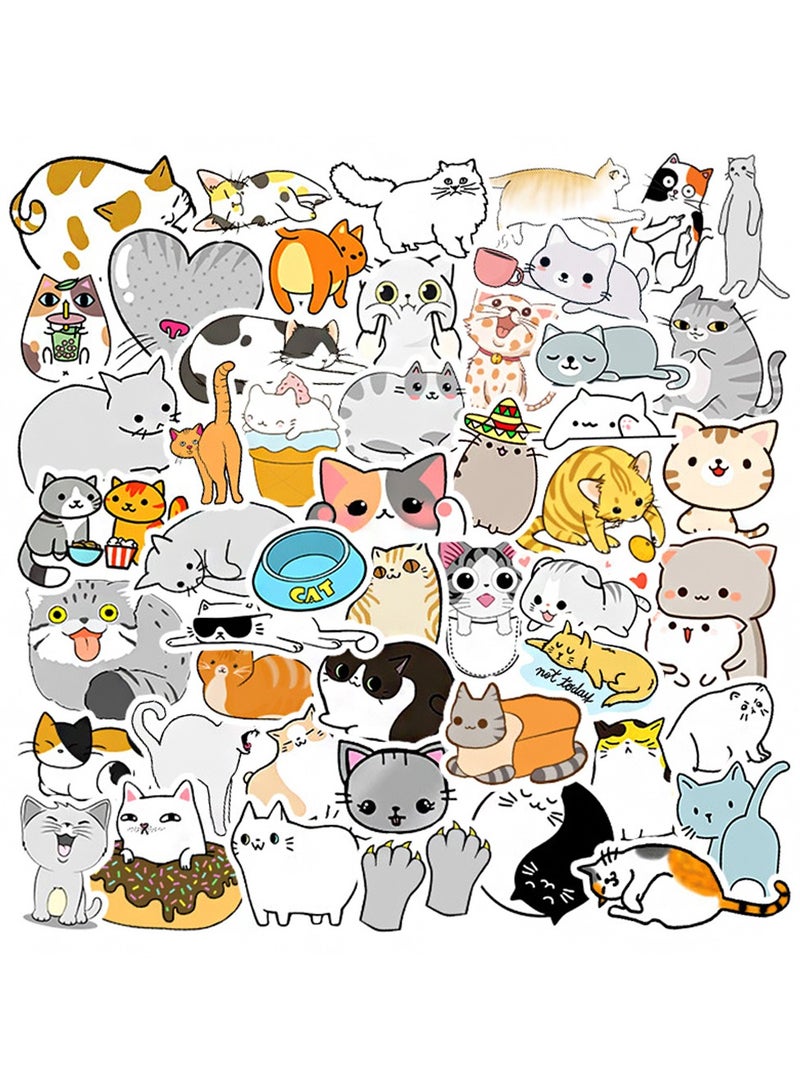 ملصقات قطط مقاومة للماء من الفينيل، 50 قطعة، لأجهزة الكمبيوتر المحمول - Image 1
