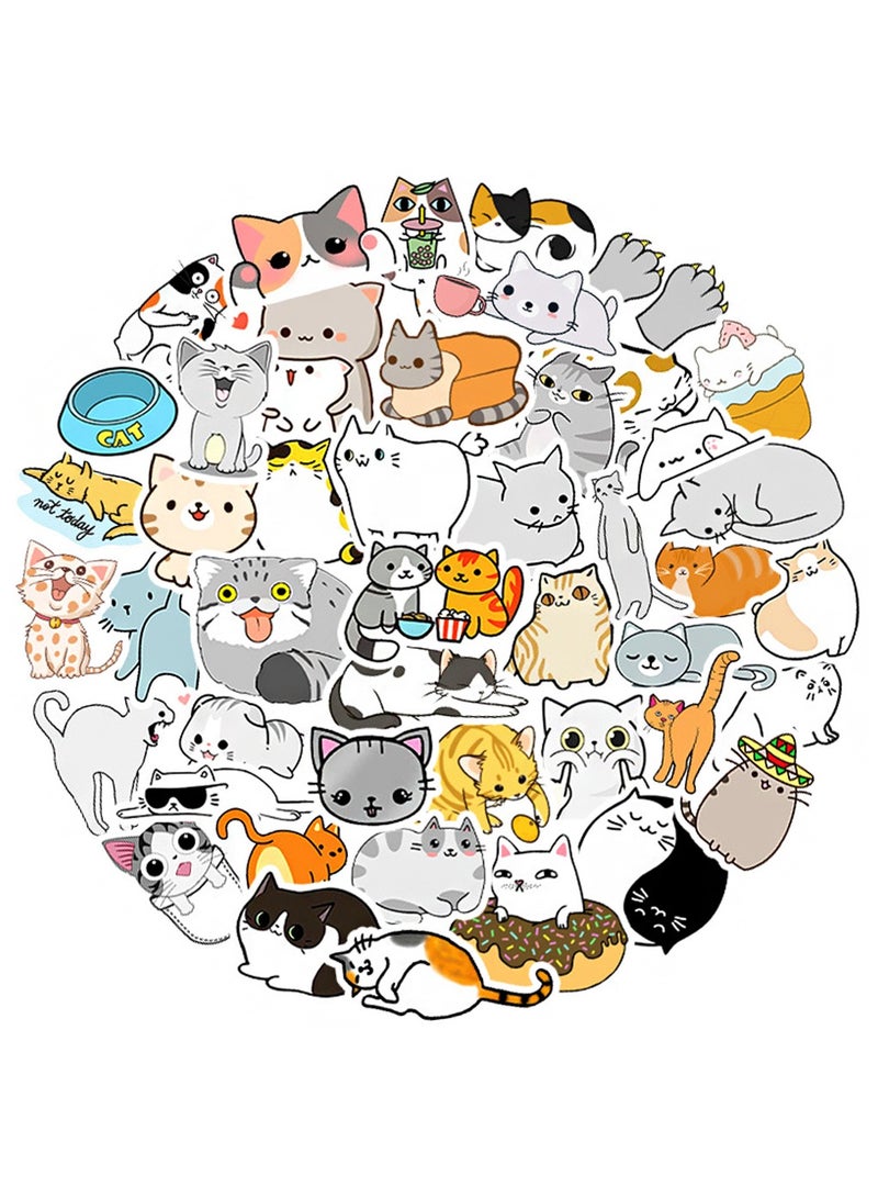 ملصقات قطط مقاومة للماء من الفينيل، 50 قطعة، لأجهزة الكمبيوتر المحمول - Image 2