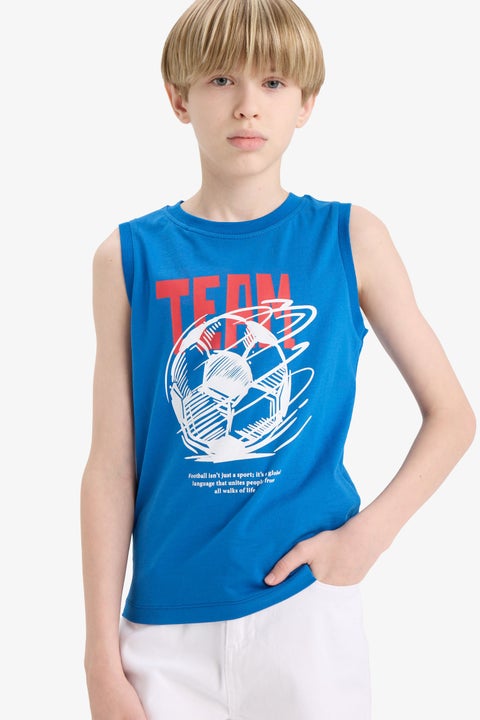 Blue Boy Boy Regular Fit Printed Tank Top Casual