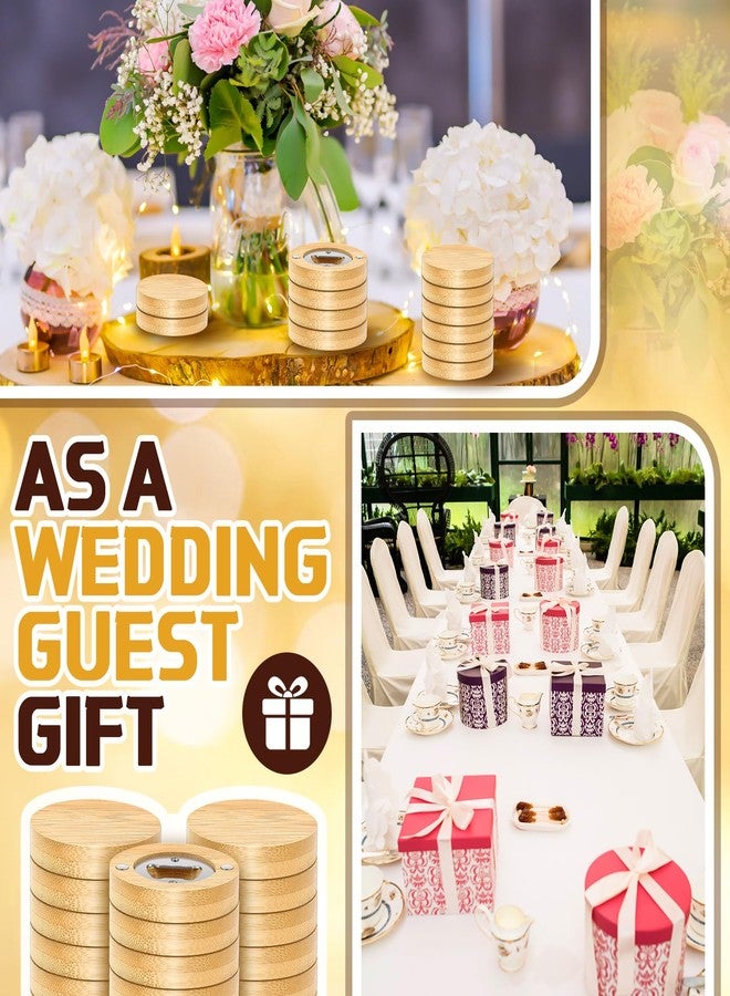 Vesici 24 Pcs Magnetic Bottle Opener 2.5in DIY Bamboo Round Shape Beer Openers Wooden Fridge Magnet Refrigerator Sticker Gift for Beer Lover Wedding Guest Kitchens Bars Parties - Image 5