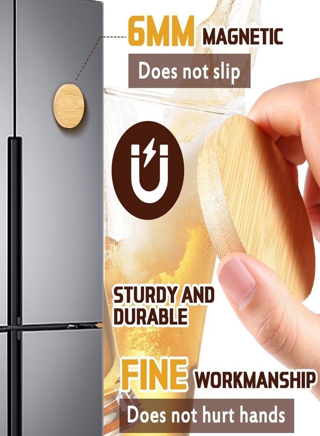 Vesici 24 Pcs Magnetic Bottle Opener 2.5in DIY Bamboo Round Shape Beer Openers Wooden Fridge Magnet Refrigerator Sticker Gift for Beer Lover Wedding Guest Kitchens Bars Parties - Image 3